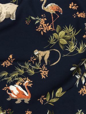 Viscose Twill Print – Navy Exotic Animals and Flowers – Mood Exclusive Marvelous Menagerie Viscose Twill Print – Navy Exotic Animals and Flowers – Mood Exclusive Marvelous Menagerie