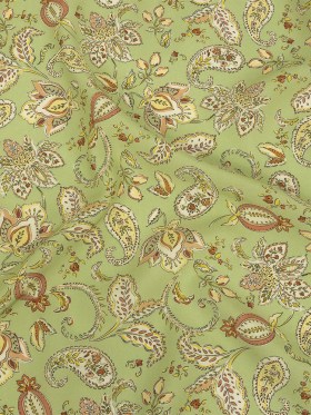 Viscose Twill Print – Light Green and Orange Paisley Floral – Mood Exclusive Paisley Daze Viscose Twill Print – Light Green and Orange Paisley Floral – Mood Exclusive Paisley Daze
