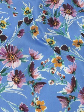 Cotton Poplin Print – Blue Jay and Purple Floral – Mood Exclusive Wide Open Cotton Poplin Print – Blue Jay and Purple Floral – Mood Exclusive Wide Open