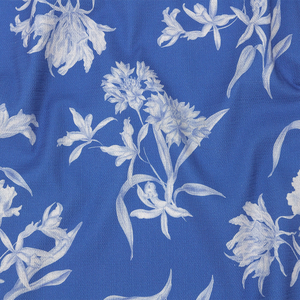 Mood Exclusive Cobalt Blue Camellia Mirage Stretch Cotton Woven Mood Exclusive Cobalt Blue Camellia Mirage Stretch Cotton Woven
