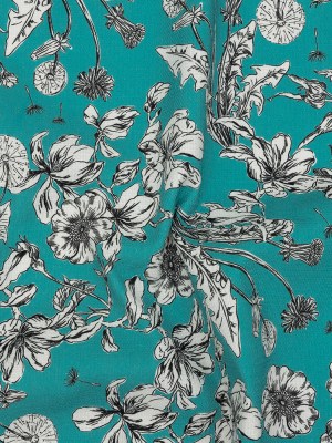 Mood Exclusive Turquoise Dandelion Drift Stretch Cotton Woven Mood Exclusive Turquoise Dandelion Drift Stretch Cotton Woven