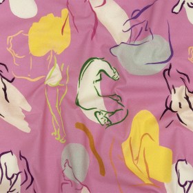 Mood Exclusive Hot Pink Gestural Expressions Stretch Cotton Poplin Mood Exclusive Hot Pink Gestural Expressions Stretch Cotton Poplin