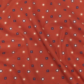 Mood Exclusive Orange Stars nโ Squares Stretch Cotton Poplin Mood Exclusive Orange Stars nโ Squares Stretch Cotton Poplin