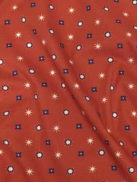 Mood Exclusive Orange Stars nโ Squares Stretch Cotton Poplin Mood Exclusive Orange Stars nโ Squares Stretch Cotton Poplin