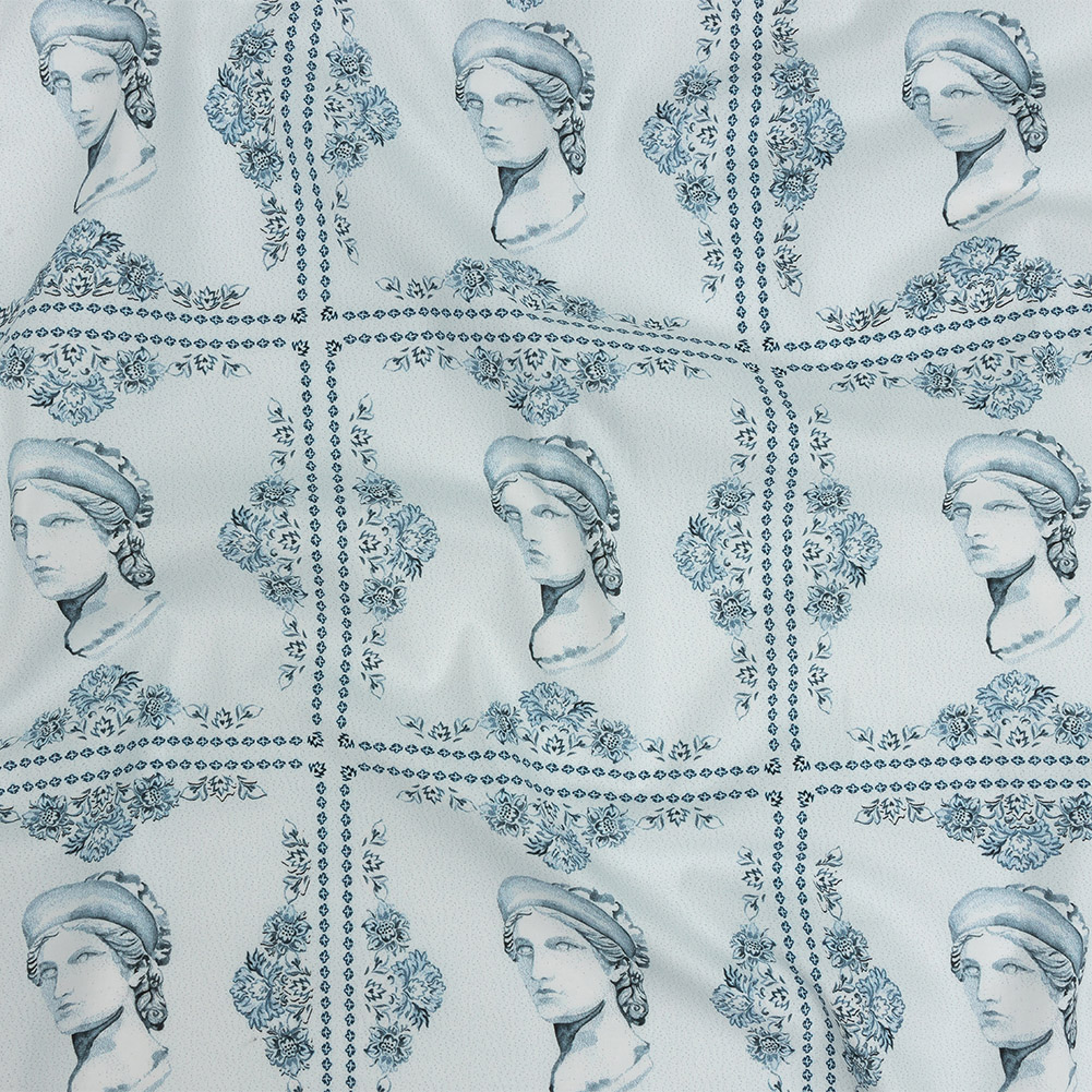 Mood Exclusive Sky Blue Busts of Antiquity Stretch Cotton Poplin Mood Exclusive Sky Blue Busts of Antiquity Stretch Cotton Poplin