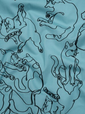 Mood Exclusive Blue Kitty Kraze Cotton Poplin Mood Exclusive Blue Kitty Kraze Cotton Poplin