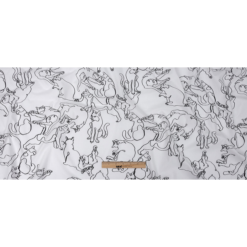 Mood Exclusive White Kitty Kraze Cotton Poplin Mood Exclusive White Kitty Kraze Cotton Poplin