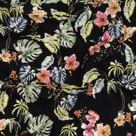 Mood Exclusive Black Hibiscus Haven Cotton Voile Mood Exclusive Black Hibiscus Haven Cotton Voile