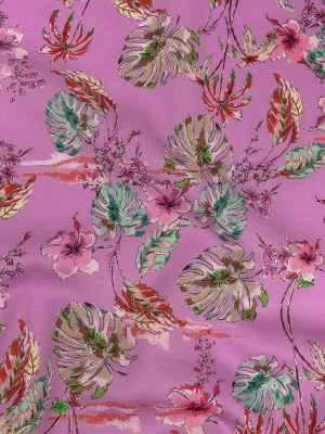 Mood Exclusive Pink Lavender Hibiscus Haven Cotton Voile Mood Exclusive Pink Lavender Hibiscus Haven Cotton Voile
