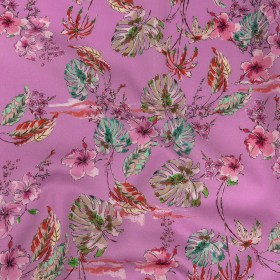 Mood Exclusive Pink Lavender Hibiscus Haven Cotton Voile Mood Exclusive Pink Lavender Hibiscus Haven Cotton Voile