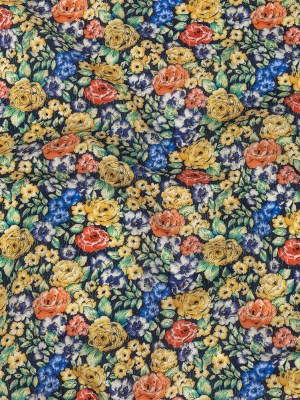 Mood Exclusive Navy Bountiful Blossoms Cotton Voile Mood Exclusive Navy Bountiful Blossoms Cotton Voile