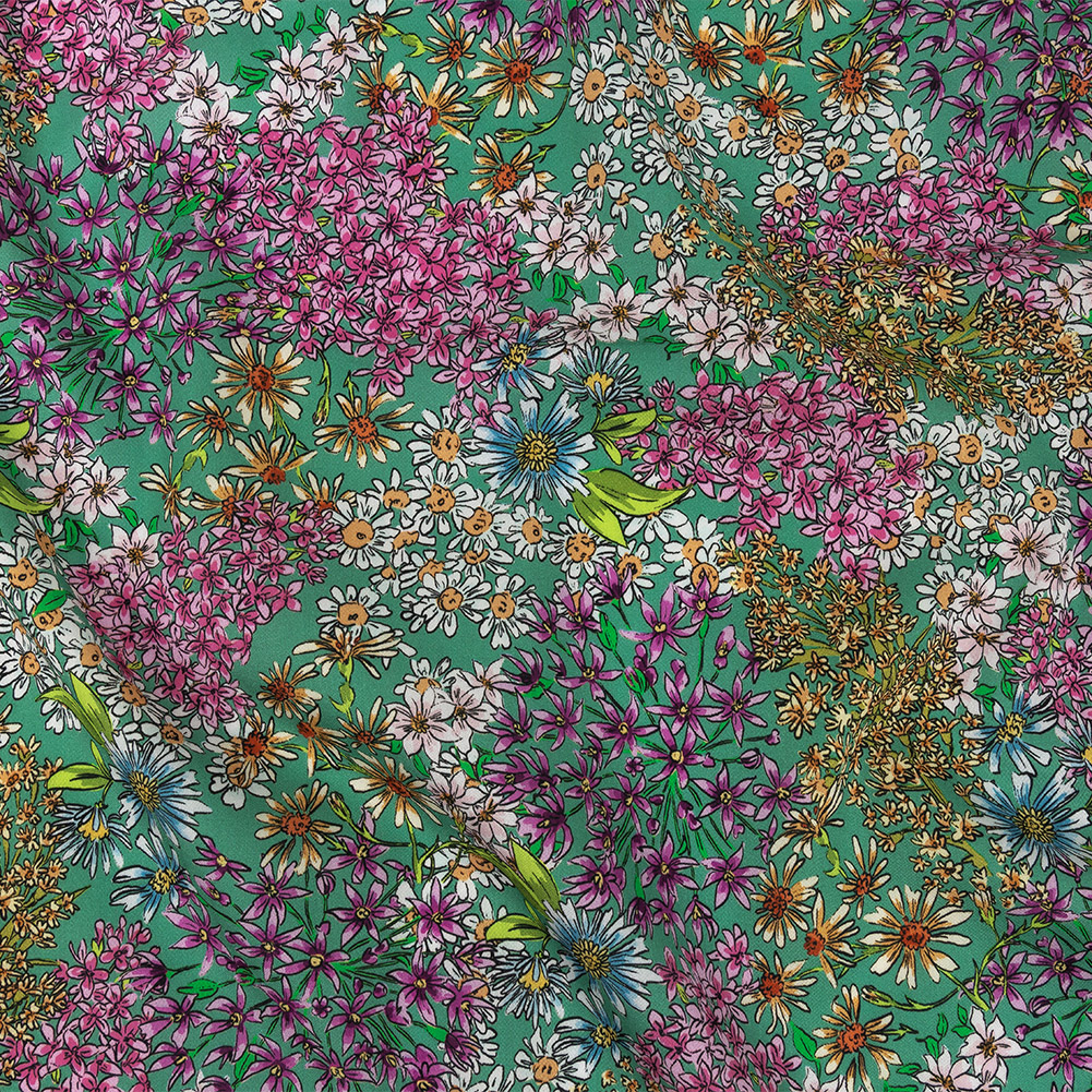 Mood Exclusive Green Dainty Daisies Cotton Voile Mood Exclusive Green Dainty Daisies Cotton Voile