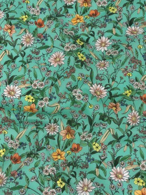 Mood Exclusive Aqua Garden of Gems Cotton Voile Mood Exclusive Aqua Garden of Gems Cotton Voile