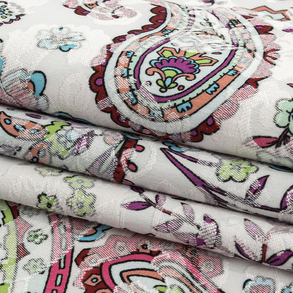 Stretch Floral Jacquard Print – Pink Parfait and White Paisley – Mood Exclusive Grandiose Gems Stretch Floral Jacquard Print – Pink Parfait and White Paisley – Mood Exclusive Grandiose Gems