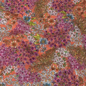 Mood Exclusive Coral Dainty Daisies Cotton Voile Mood Exclusive Coral Dainty Daisies Cotton Voile