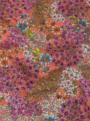 Mood Exclusive Coral Dainty Daisies Cotton Voile Mood Exclusive Coral Dainty Daisies Cotton Voile