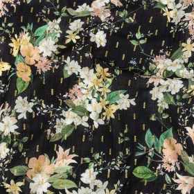 Cotton Voile Print with Metallic Dots – Black and Pink Floral – Mood Exclusive Bewitching Bliss Cotton Voile Print with Metallic Dots – Black and Pink Floral – Mood Exclusive Bewitching Bliss