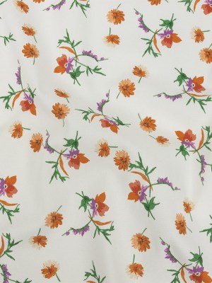 Stretch Cotton Twill Print – White and Orange Floral – Mood Exclusive Incandescent Waltz Stretch Cotton Twill Print – White and Orange Floral – Mood Exclusive Incandescent Waltz