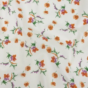 Stretch Cotton Twill Print – White and Orange Floral – Mood Exclusive Incandescent Waltz Stretch Cotton Twill Print – White and Orange Floral – Mood Exclusive Incandescent Waltz