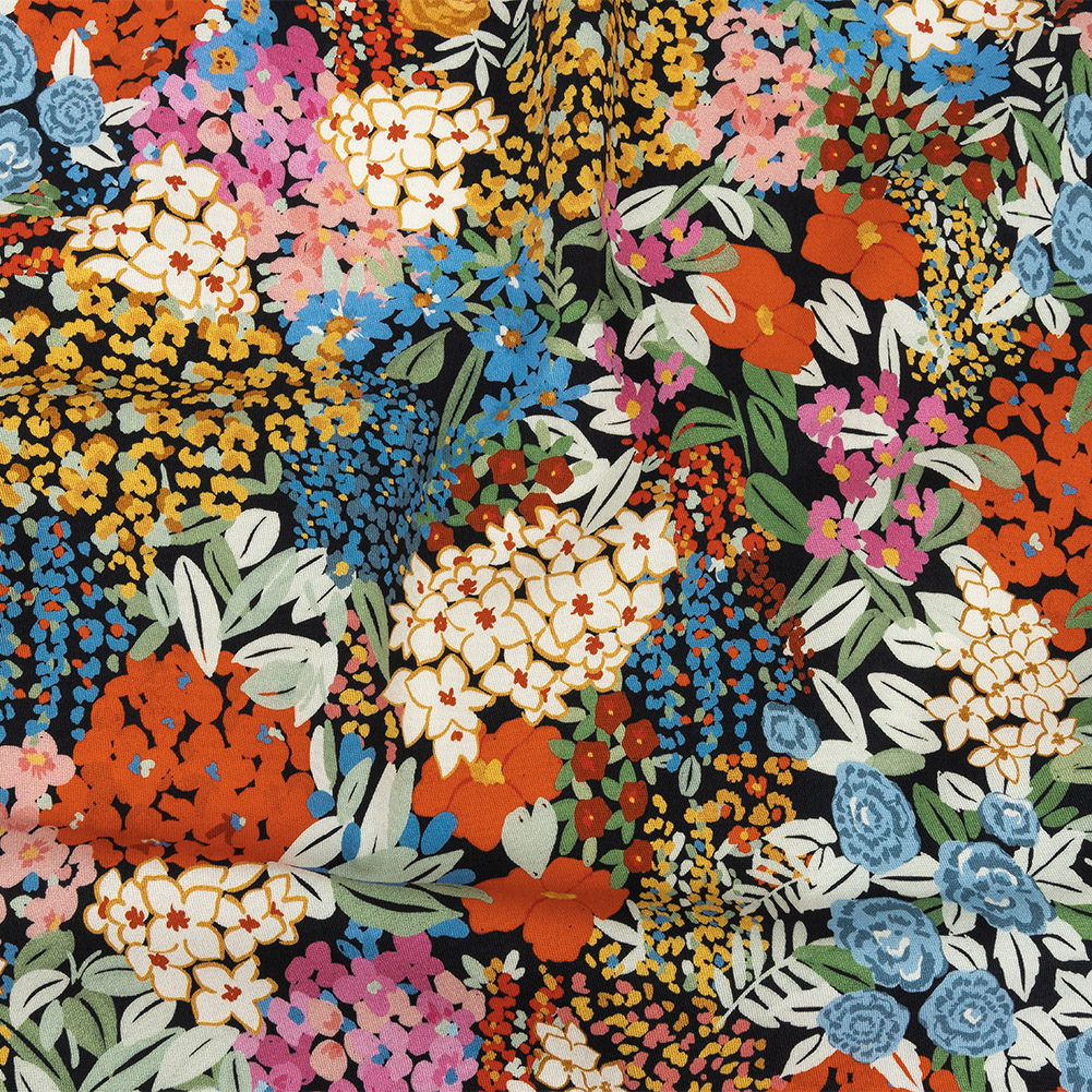 Cotton Stretch Twill Print – Black Floral – Mood Exclusive Bunches 0′ Blooms Cotton Stretch Twill Print – Black Floral – Mood Exclusive Bunches 0′ Blooms