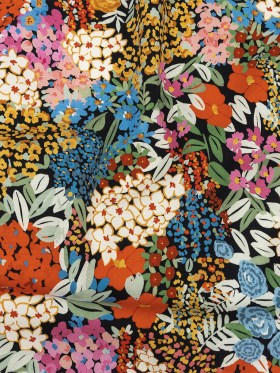 Cotton Stretch Twill Print – Black Floral – Mood Exclusive Bunches 0′ Blooms Cotton Stretch Twill Print – Black Floral – Mood Exclusive Bunches 0′ Blooms