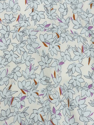 Stretch Cotton Twill Print – Ivory and Pale Blue Floral – Mood Exclusive Freesia Flock Stretch Cotton Twill Print – Ivory and Pale Blue Floral – Mood Exclusive Freesia Flock