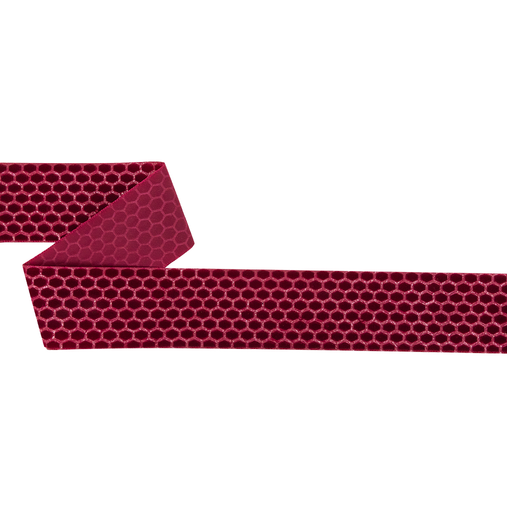 Italian Red Honeycomb Velvet Burnout Trim – 1.4375″ Italian Red Honeycomb Velvet Burnout Trim – 1.4375″