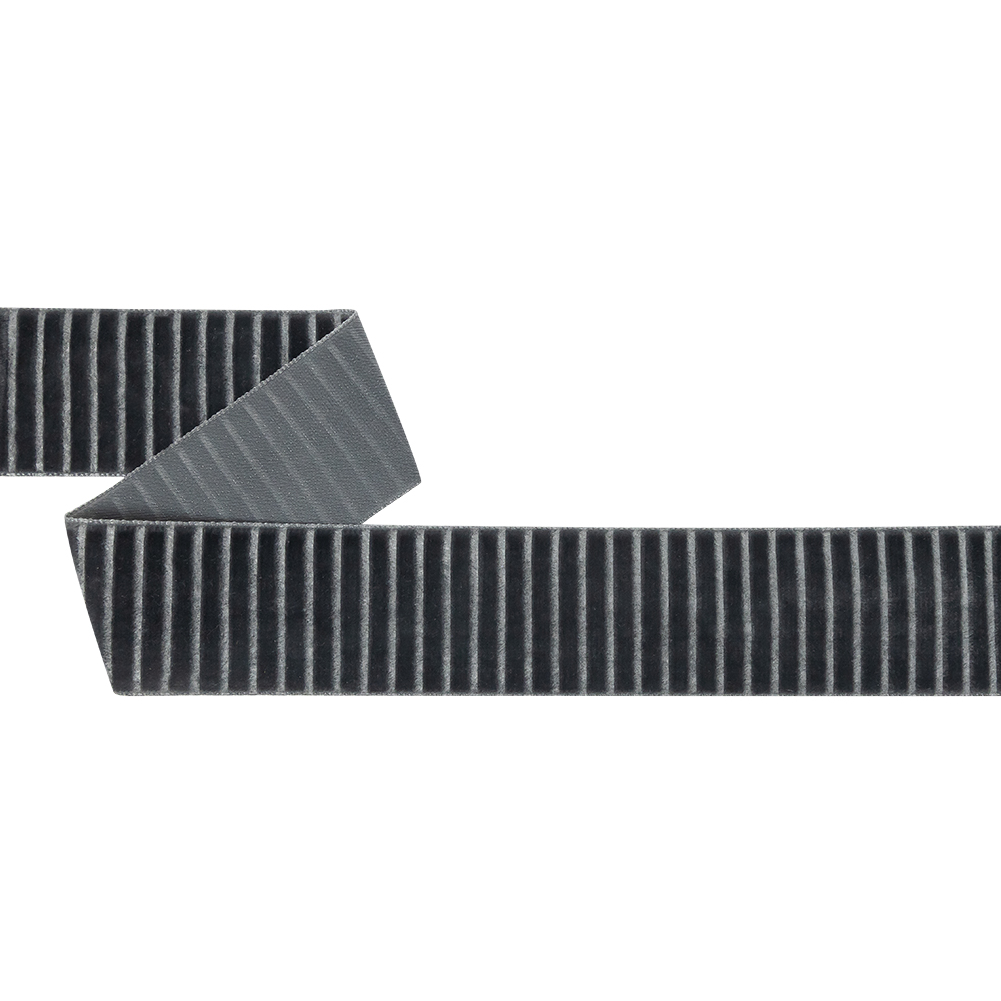 Italian Gray Vertical Stripes Velvet Burnout Trim – 1.4375″ Italian Gray Vertical Stripes Velvet Burnout Trim – 1.4375″