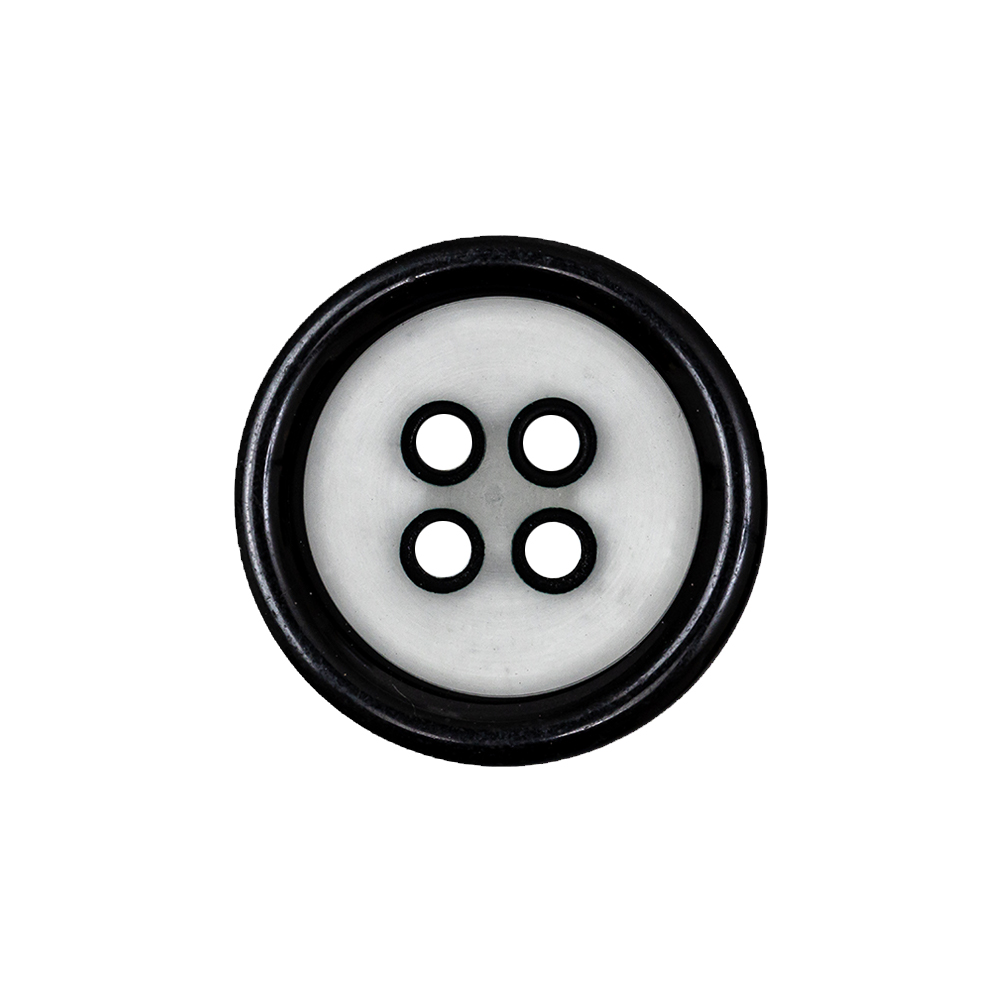 Black and Translucent Rounded Rim 4-Hole Plastic Button – 36L/23mm Black and Translucent Rounded Rim 4-Hole Plastic Button – 36L/23mm
