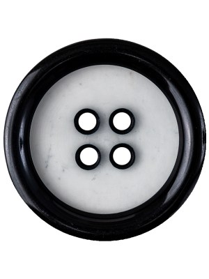 Black and Translucent Rounded Rim 4-Hole Plastic Button – 44L/28mm Black and Translucent Rounded Rim 4-Hole Plastic Button – 44L/28mm