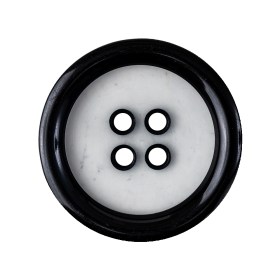 Black and Translucent Rounded Rim 4-Hole Plastic Button – 44L/28mm Black and Translucent Rounded Rim 4-Hole Plastic Button – 44L/28mm