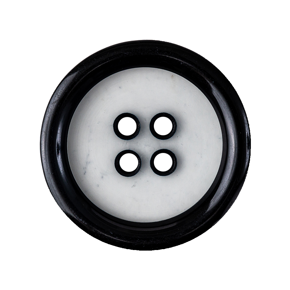 Black and Translucent Rounded Rim 4-Hole Plastic Button – 44L/28mm Black and Translucent Rounded Rim 4-Hole Plastic Button – 44L/28mm