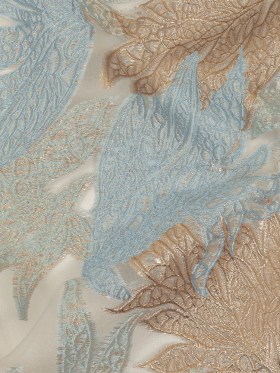 Metallic Gold and Baby Blue Leafy Luxury Burnout Brocade Metallic Gold and Baby Blue Leafy Luxury Burnout Brocade