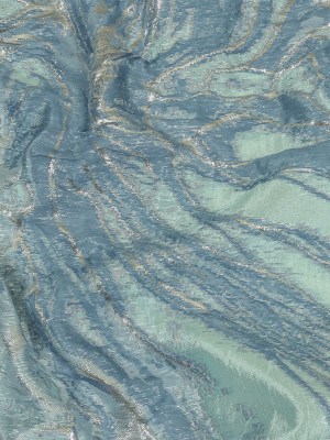 Metallic Silver, Aqua and Country Blue Marbled Luxury Brocade Metallic Silver, Aqua and Country Blue Marbled Luxury Brocade