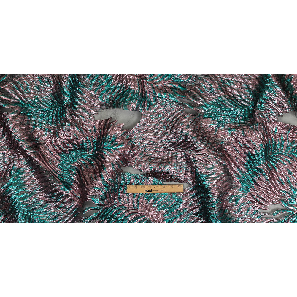 Metallic Teal and Baby Pink Leafy Luxury Burnout Brocade Metallic Teal and Baby Pink Leafy Luxury Burnout Brocade