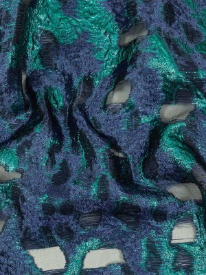 Metallic Teal and Navy Abstract Luxury Burnout Brocade Metallic Teal and Navy Abstract Luxury Burnout Brocade