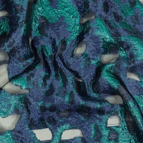 Metallic Teal and Navy Abstract Luxury Burnout Brocade Metallic Teal and Navy Abstract Luxury Burnout Brocade