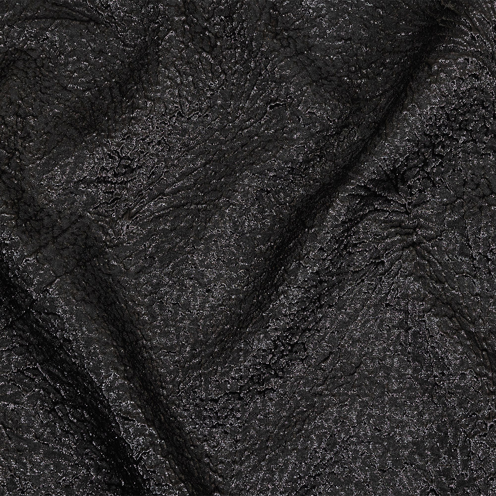 Metallic Black Fanning Leaf Veins Luxury Brocade Metallic Black Fanning Leaf Veins Luxury Brocade