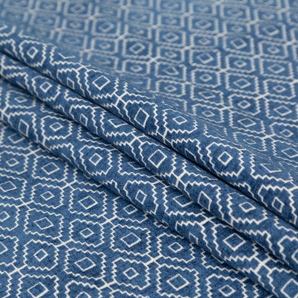 Chenille Jacquard – Denim Diamond Geometric – British Imported Chenille Jacquard – Denim Diamond Geometric – British Imported