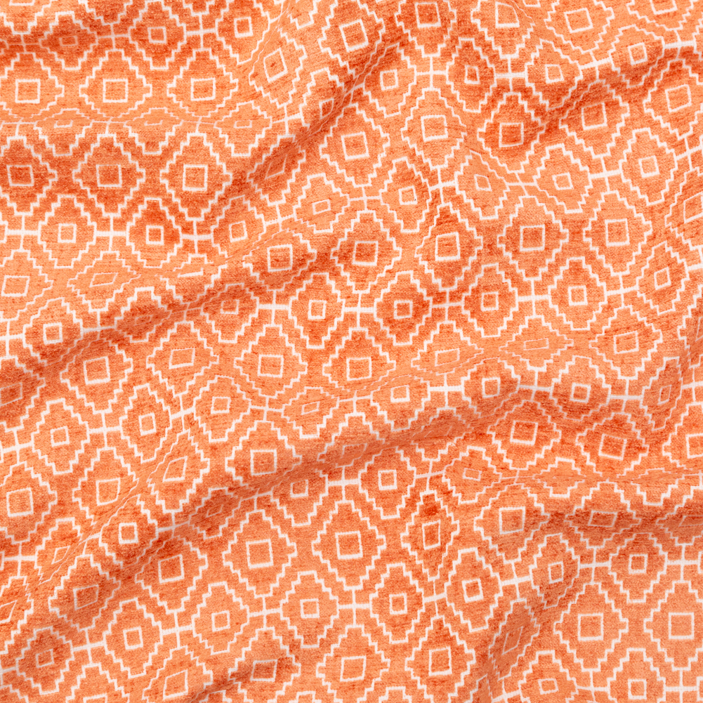 Chenille Jacquard – Nectarine Diamond Geometric – British Imported Chenille Jacquard – Nectarine Diamond Geometric – British Imported