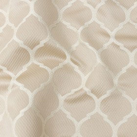 Satin-Faced Jacquard – Champagne Moroccan Quatrefoil – British Imported Satin-Faced Jacquard – Champagne Moroccan Quatrefoil – British Imported