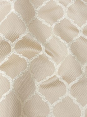 Satin-Faced Jacquard – Champagne Moroccan Quatrefoil – British Imported Satin-Faced Jacquard – Champagne Moroccan Quatrefoil – British Imported