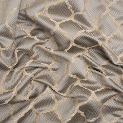 Satin-Faced Jacquard – Pewter Moroccan Quatrefoil – British Imported Satin-Faced Jacquard – Pewter Moroccan Quatrefoil – British Imported