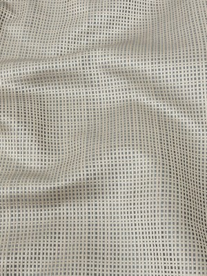 Satin-Faced Jacquard – Pewter Little Squares – British Imported Satin-Faced Jacquard – Pewter Little Squares – British Imported