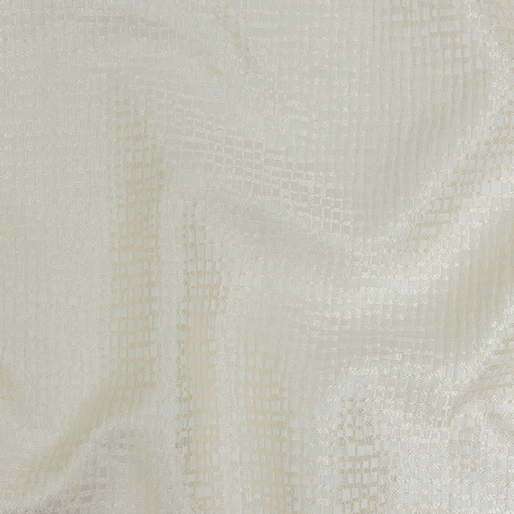 Polyester Jacquard – Ivory Grid – British Imported Polyester Jacquard – Ivory Grid – British Imported