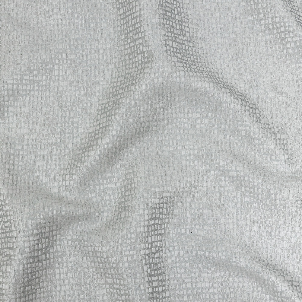 Polyester Jacquard – Platinum Grid – British Imported Polyester Jacquard – Platinum Grid – British Imported