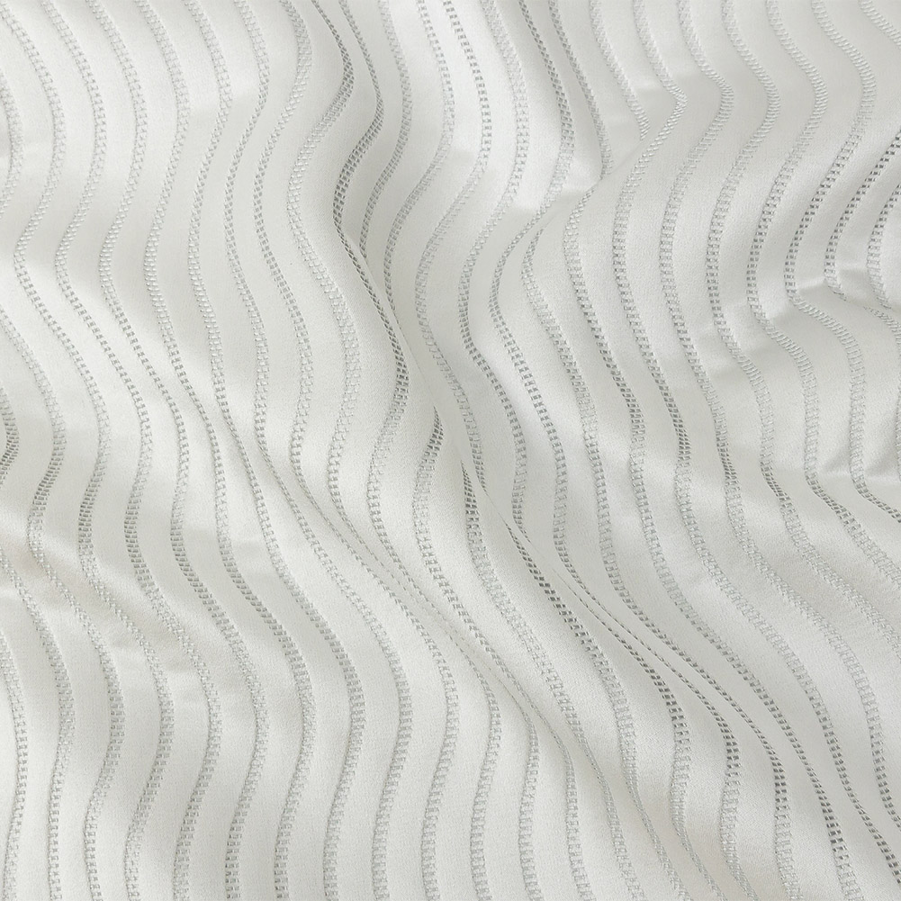 Satin-Faced Jacquard – Platinum Wavy Lines – British Imported Satin-Faced Jacquard – Platinum Wavy Lines – British Imported