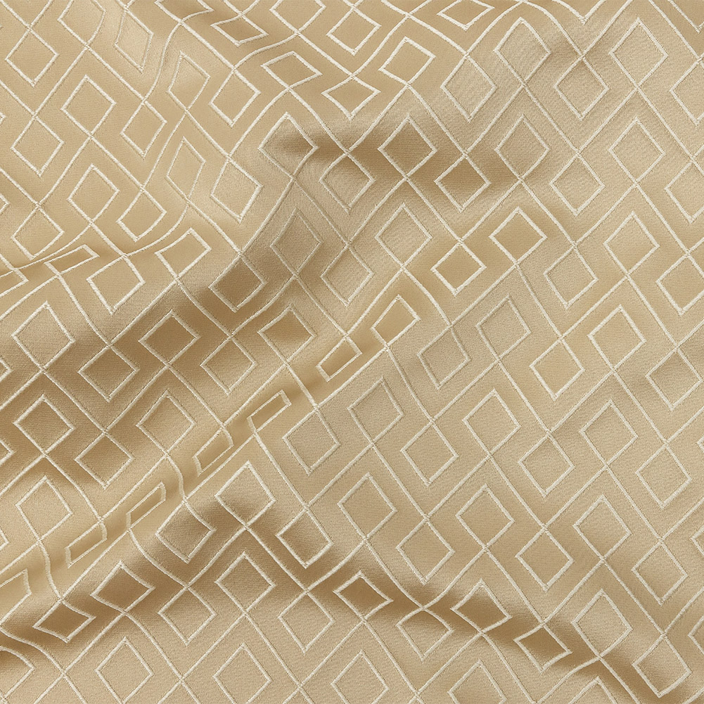 Satin-Faced Jacquard – Gold Diamond Fret – British Imported Satin-Faced Jacquard – Gold Diamond Fret – British Imported