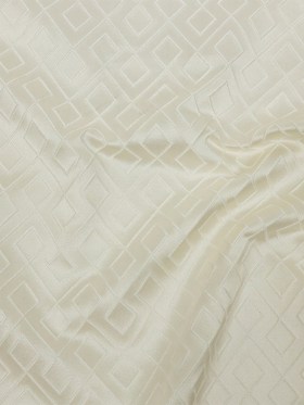 Satin-Faced Jacquard – Ivory Diamond Fret – British Imported Satin-Faced Jacquard – Ivory Diamond Fret – British Imported