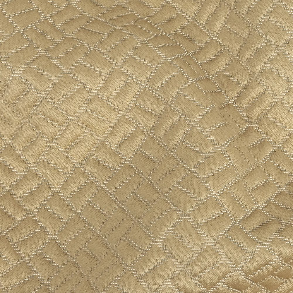 Polyester Jacquard – Gold Geometric Boxes – British Imported Polyester Jacquard – Gold Geometric Boxes – British Imported